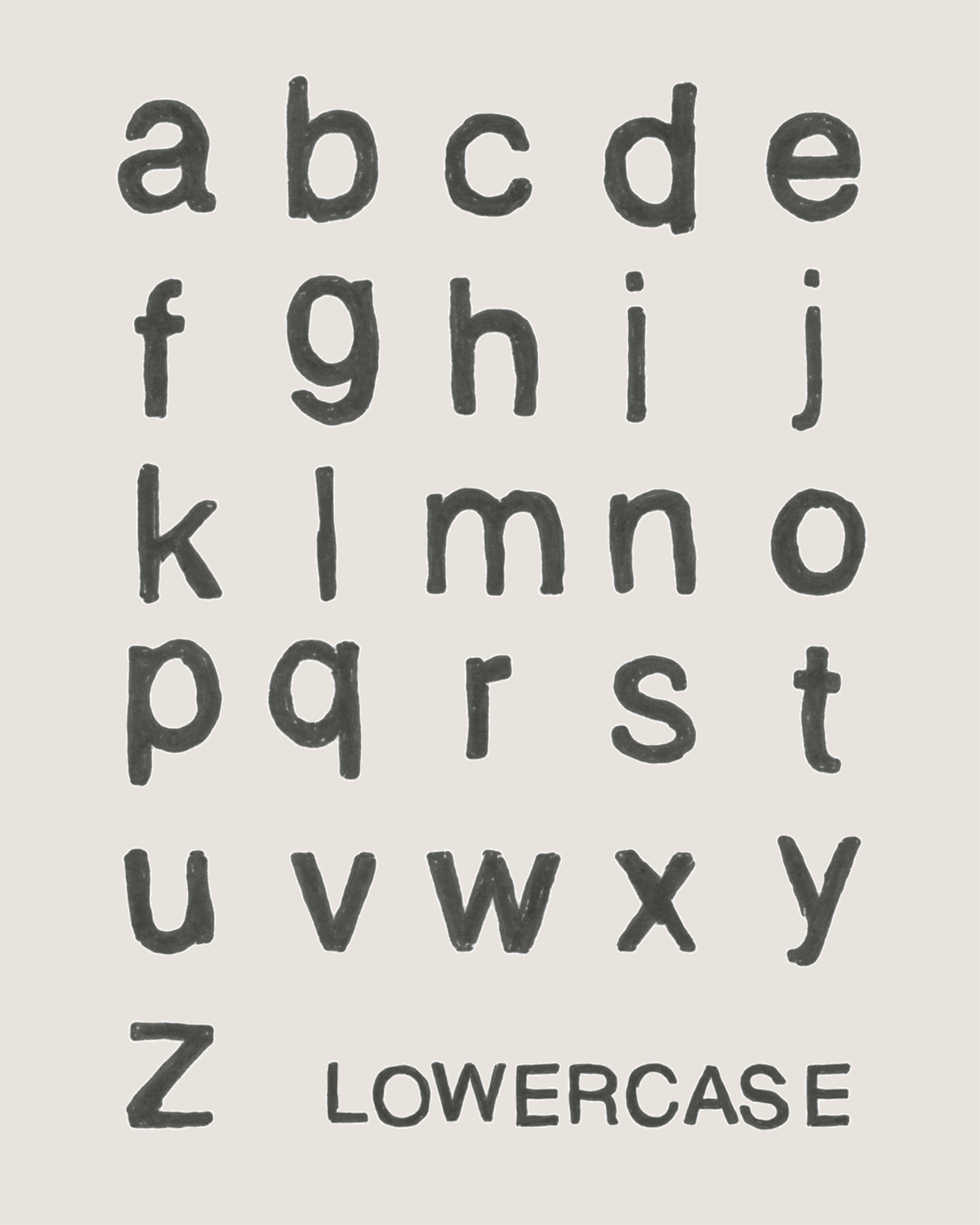 Lowercase letterset animated to the rhythm of a heartbeat