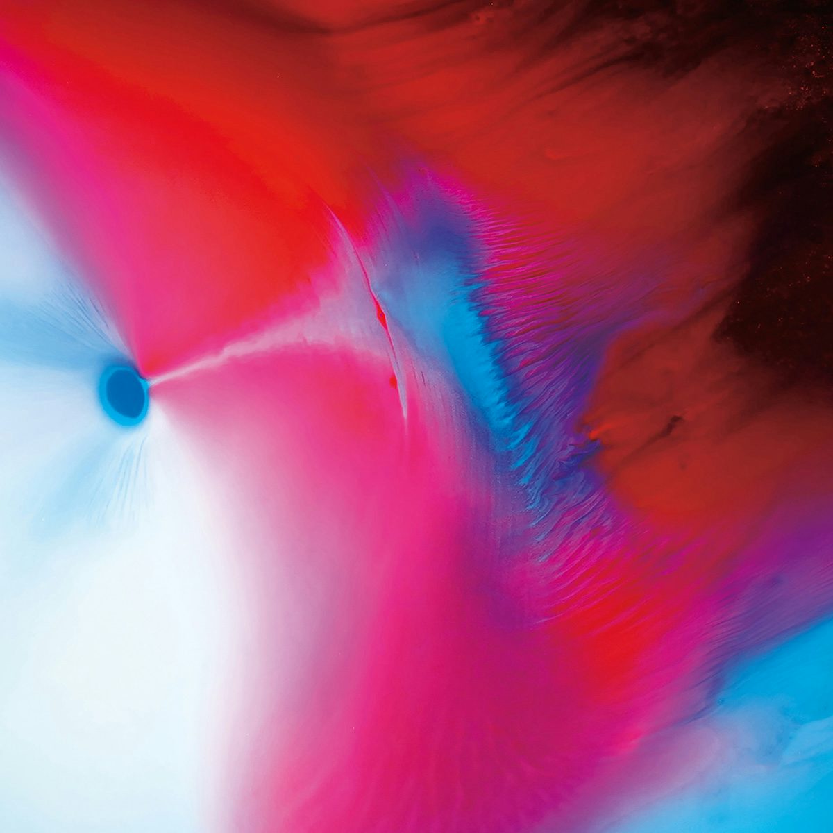 Album cover for Cascade by Floating Points featuring an abstract composition in pink and blue tones