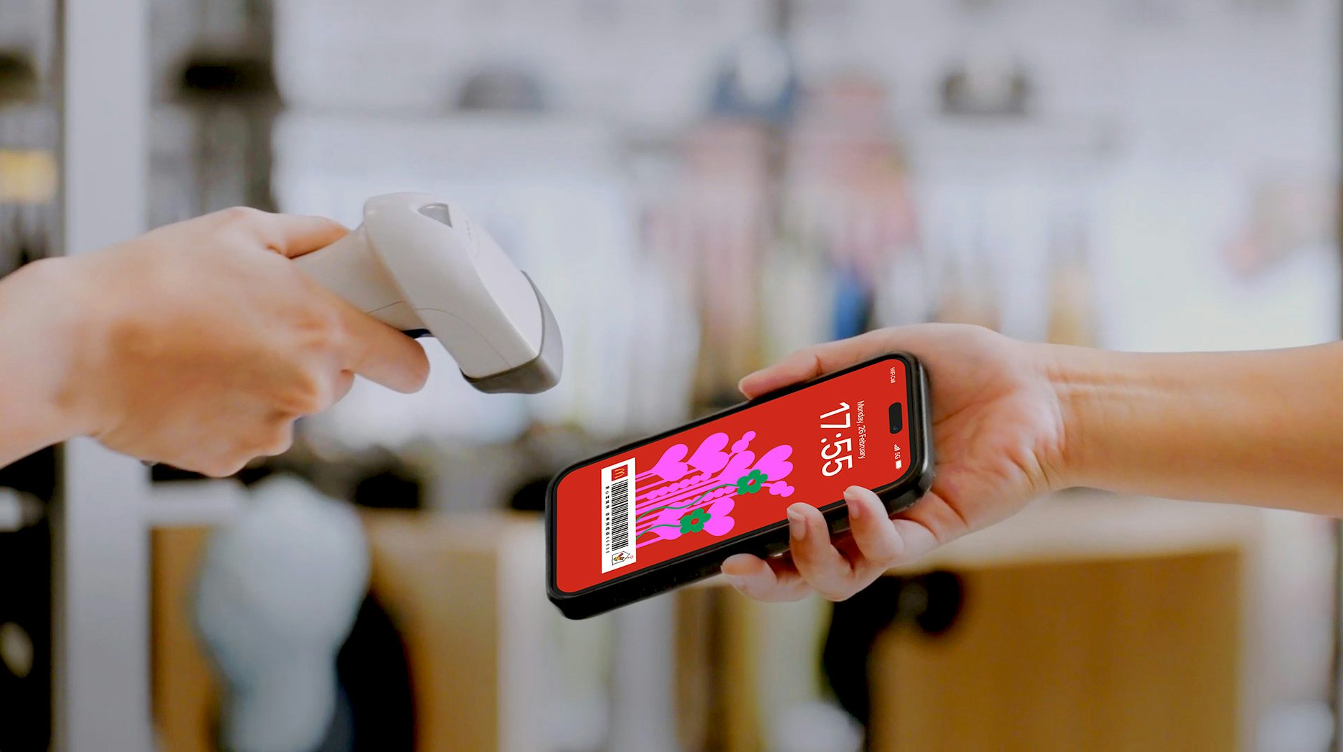 Image showing a person scanning the barcode on a custom McDonald's phone wallpaper