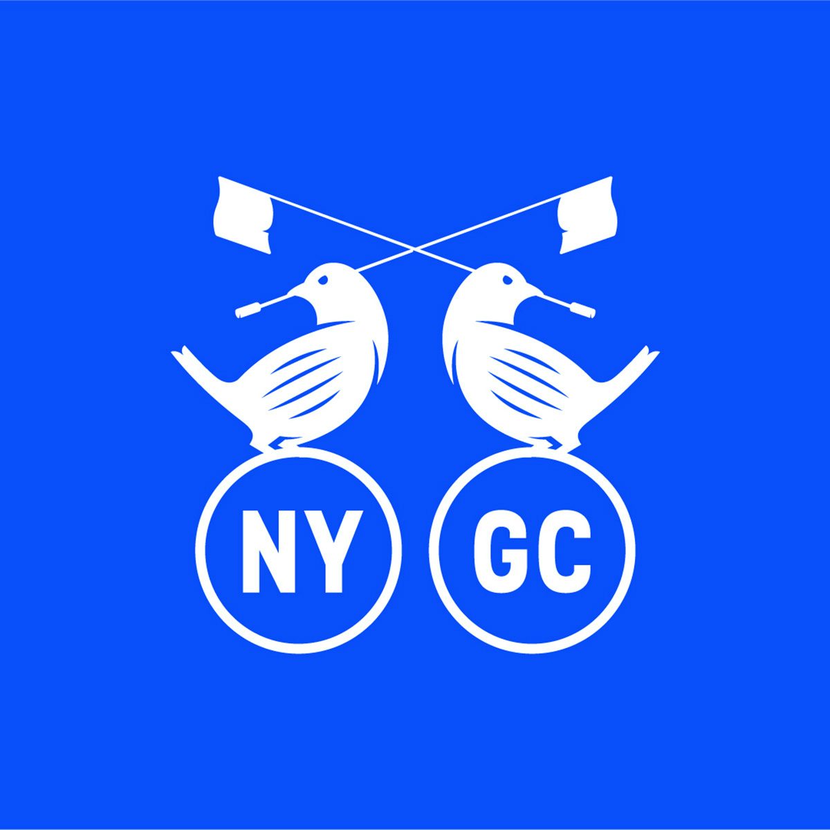 New York Golf Club bird emblems holding a golf flag in their beaks, and the initials NY GC